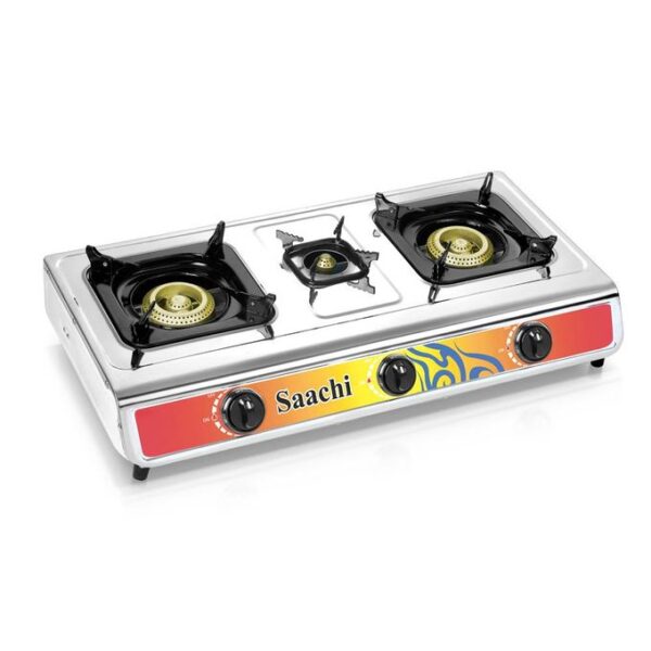 Saachi Triple Burner Gas Stove NL-GAS-5224-ST with Automatic Ignition(1 YR WRTY)