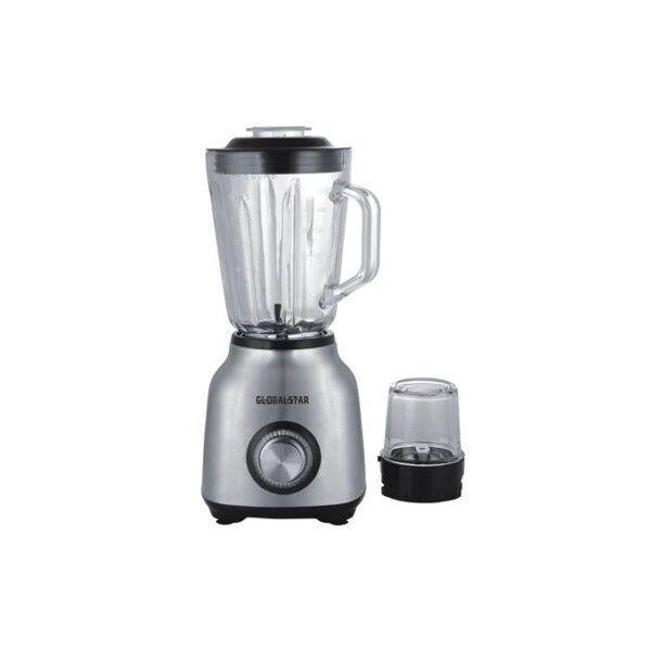 Global Star 1.5Litres 2 In 1 Stainless Steel And Glass Jar Blender GS-Y88, Silver (1YR WRTY)