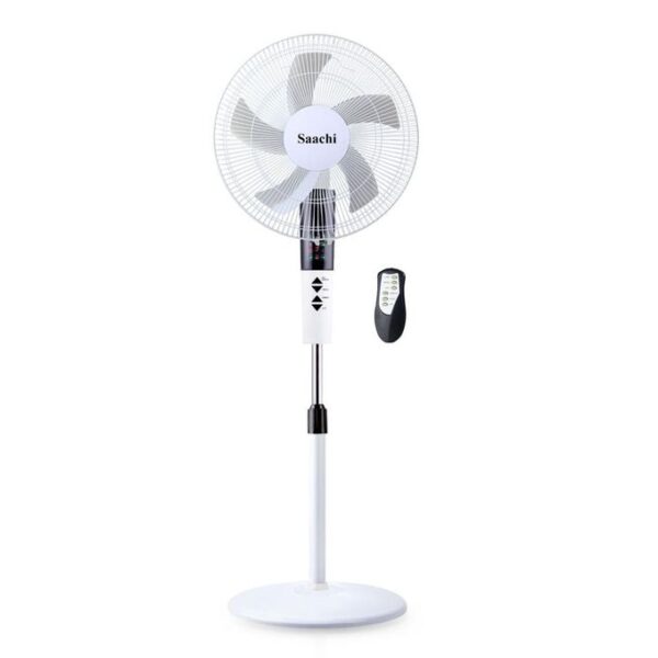 Saachi 16 Inch Stand Fan With Remote Control, 3 Speed, 3 Wind Modes - White(1 YR WRTY)