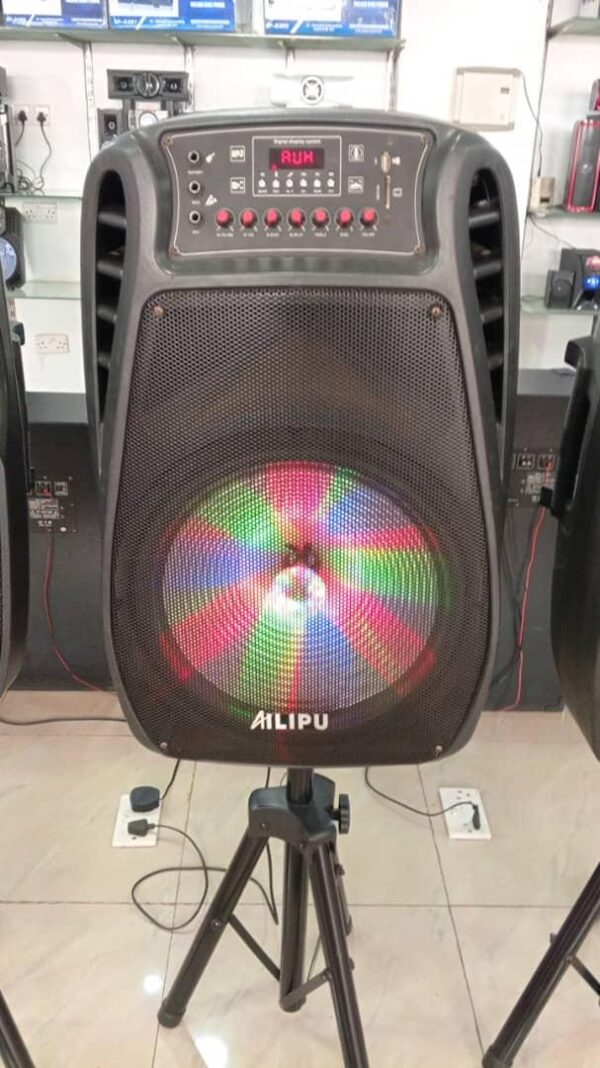 Alipu Multi-Color LED Speaker System with Stand – Ultimate Audio Experience for Events