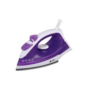 SPJ Steam Iron With Non-Stick Soleplate, 2 Steam Settings, Thermostat Control, 1.8 M Cord, 1200W - White And Purple