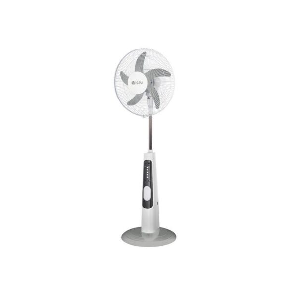 Share this product    Official Store WRNTY_2 SPJ Solar Rechargeable Pedestal Fan with Built-in Light, USB Charger, and Dual DC Outputs - White & Grey